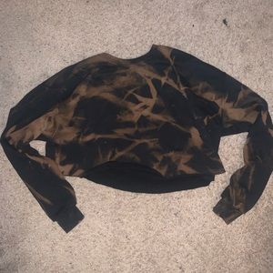 Cropped Bleach-dyed Black/orange Sweatshirt